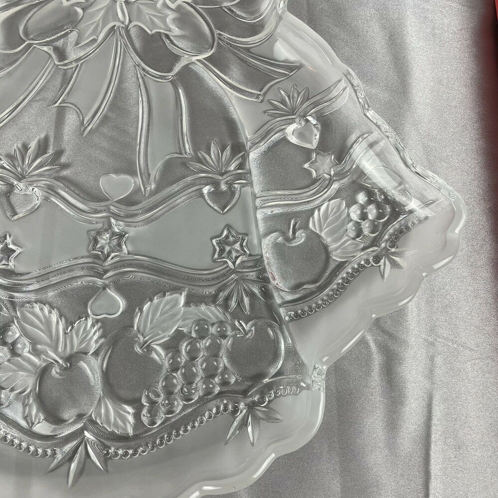 Mikasa Christmas Serving Platter Sleigh Bells Large Glass WY449-601 Japan 15.25" - Picture 5 of 10